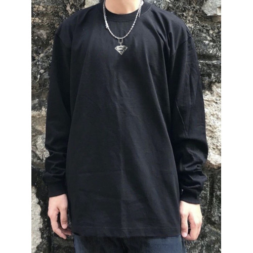 重磅260g內搭白t男生純棉長袖寬鬆大碼美式西海岸收口袖上衣體恤