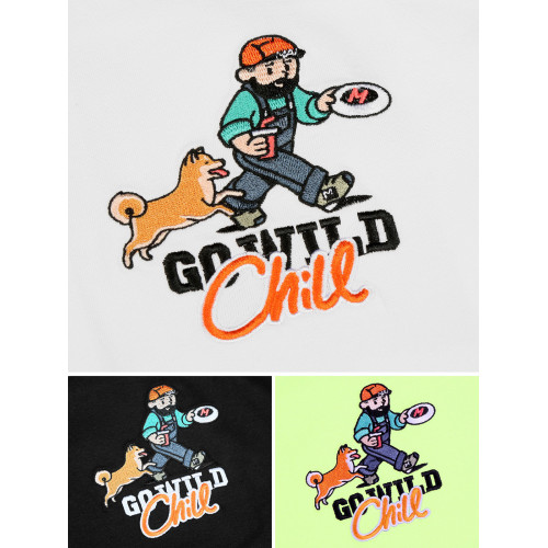 MRMAI CHILL系列夏季去野柴犬印花黑白涼感速乾寬鬆圓領短袖T恤