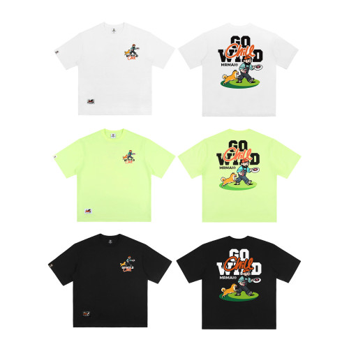 MRMAI CHILL系列夏季去野柴犬印花黑白涼感速乾寬鬆圓領短袖T恤