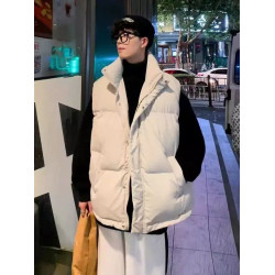 潮牌美式百搭棉馬甲男2025秋冬寬鬆大碼坎肩背心加厚保暖立領外套