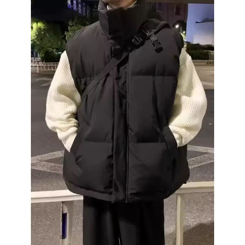 潮牌美式百搭棉馬甲男2025秋冬寬鬆大碼坎肩背心加厚保暖立領外套