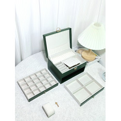 高檔黃金首飾收納盒帶鎖大容量耳環項鍊珠寶精緻手飾品首飾盒子