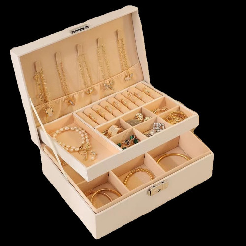 首飾收納盒多層大容量耳環釘戒指項鍊防氧化高檔手飾品盒帶鎖帶蓋