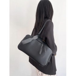 小衆中古頭層牛皮保齡球包包多口袋托特包簡約百搭手提單肩大包女