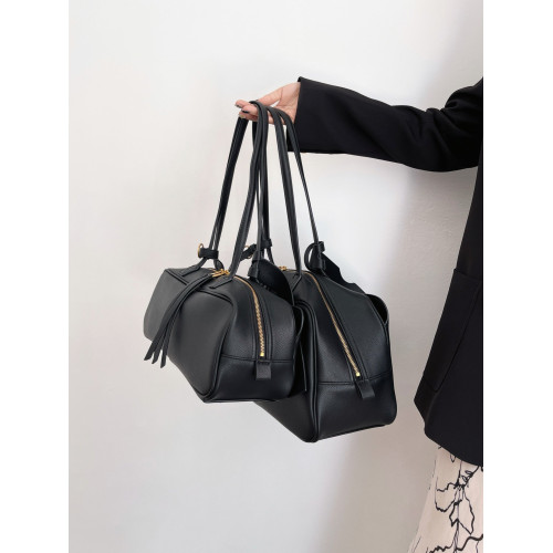 小衆中古頭層牛皮保齡球包包多口袋托特包簡約百搭手提單肩大包女