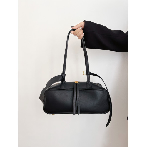 小衆中古頭層牛皮保齡球包包多口袋托特包簡約百搭手提單肩大包女