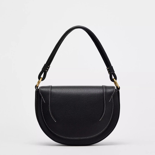 ZR家2025冬季新品女包撞色緝線飾手提包時尚單肩斜後後背包繙蓋硬質包