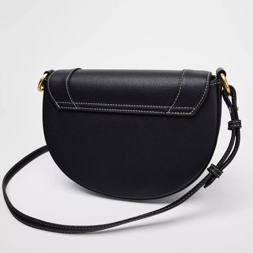 ZR家2025冬季新品女包撞色緝線飾手提包時尚單肩斜後後背包繙蓋硬質包