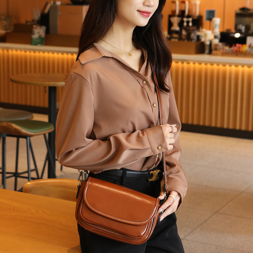 2025女包新款斜後後背包款潮真皮小方包植鞣牛皮單肩包復古時尚小包包
