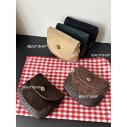 磨砂頭層牛皮卡包口紅包耳機包秋冬新復古簡約時尚斜背迷你小廢包