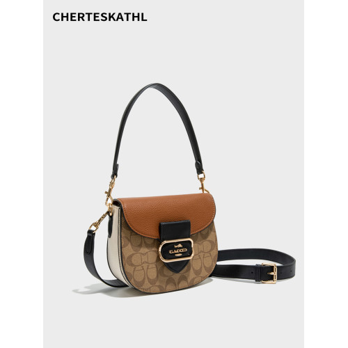 CHERTES&KATHL2025新款輕奢馬鞍包包女高級感半圓包單肩斜背小包