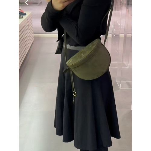 特價麂皮磨砂牛皮盒子包真皮裝飾馬鞍包半月包高級感單肩斜後後背包女