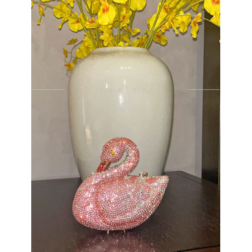 UGALS法式復古重工天鵞盒子水鑽仙女迷你閃亮不靈手拿斜背小包包