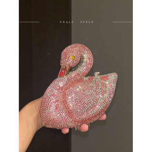 UGALS法式復古重工天鵞盒子水鑽仙女迷你閃亮不靈手拿斜背小包包