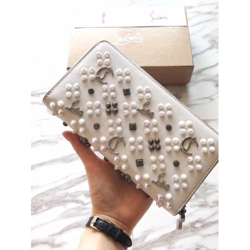 新款CL錢包鉚釘真皮長款男士錢包日韓女士休閒潮流頭層牛皮手拿包