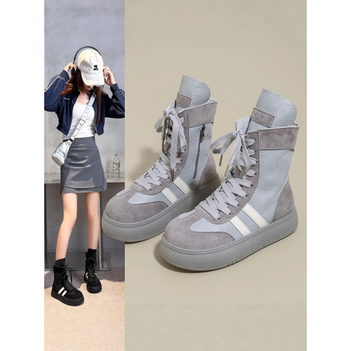 馬丁靴女2026新款春季爆款松糕厚底短靴子休閒運動高幫德訓鞋女鞋