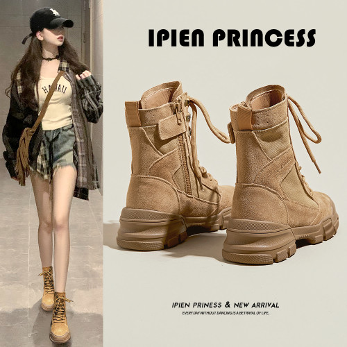 馬丁靴女2025年新款戶外徒步登山鞋旅行沙漠靴夏季厚底工裝短靴子