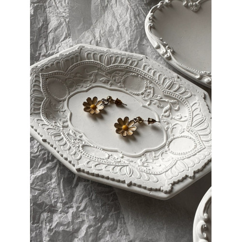 首飾展示盤托盤創意造型石膏浮雕飾品戒指收納盤歐式拍照陳列道具