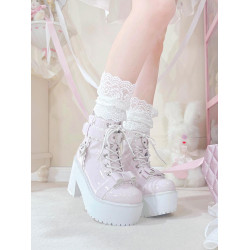 轉校生 暗夜地偶 原創蕾系馬丁靴日系量産型短靴厚底甜酷靴子女