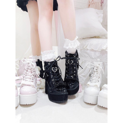 轉校生 暗夜地偶 原創蕾系馬丁靴日系量産型短靴厚底甜酷靴子女