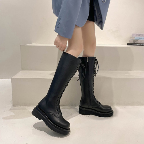 長筒靴女高筒靴子大筒圍長靴胖mm馬丁靴粗腿騎士靴大碼女靴41一43