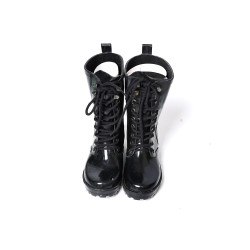 時尚英倫風雨靴亮面漆皮9孔個性個性馬丁靴中幫鞋炸街騎士女短靴