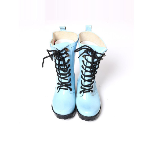 時尚英倫風雨靴亮面漆皮9孔個性個性馬丁靴中幫鞋炸街騎士女短靴