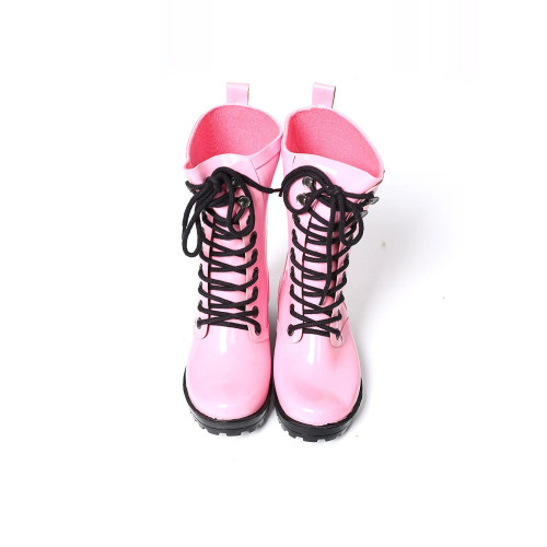 時尚英倫風雨靴亮面漆皮9孔個性個性馬丁靴中幫鞋炸街騎士女短靴