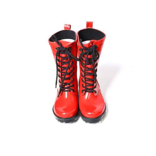 時尚英倫風雨靴亮面漆皮9孔個性個性馬丁靴中幫鞋炸街騎士女短靴