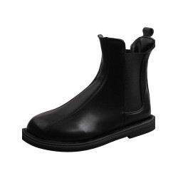 青蘊真皮馬丁靴女2025年春秋英倫網紅切爾西單靴平底瘦瘦加絨短靴