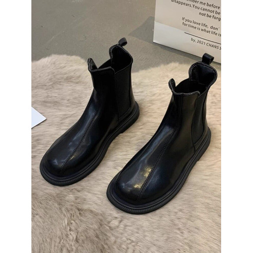 青蘊真皮馬丁靴女2025年春秋英倫網紅切爾西單靴平底瘦瘦加絨短靴