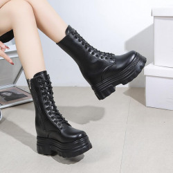 中筒馬丁靴女cos增高鞋10公分厚底英倫風顯瘦機車騎士靴子女