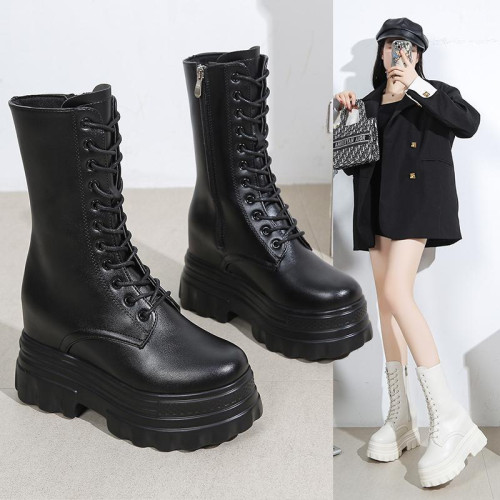 中筒馬丁靴女cos增高鞋10公分厚底英倫風顯瘦機車騎士靴子女