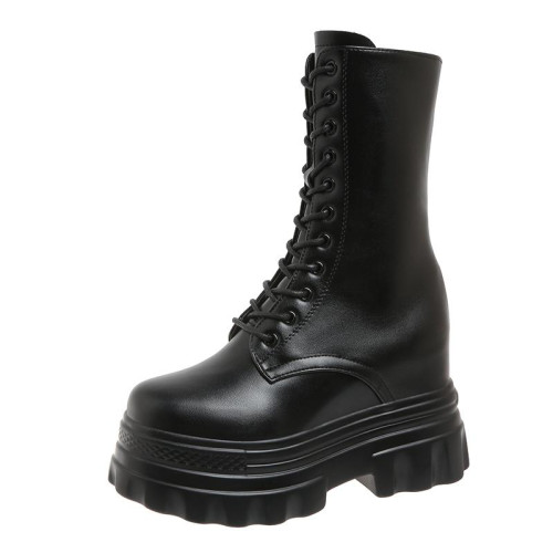 中筒馬丁靴女cos增高鞋10公分厚底英倫風顯瘦機車騎士靴子女