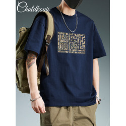 美式復古黑色純棉重磅短袖t恤男款夏季潮流潮牌寬鬆大碼男生上衣