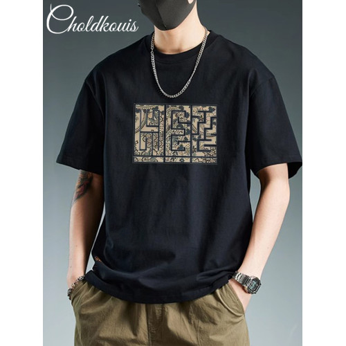 美式復古黑色純棉重磅短袖t恤男款夏季潮流潮牌寬鬆大碼男生上衣