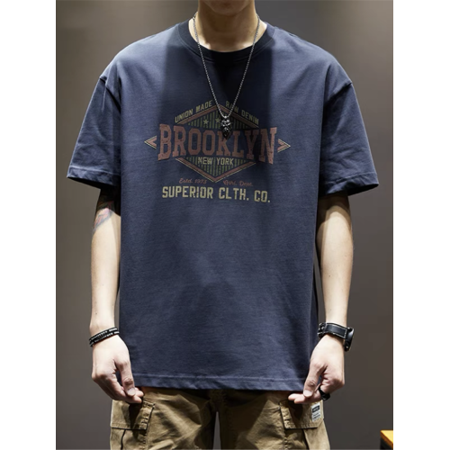 日系潮牌復古重磅100%純棉短袖T恤男寬鬆韓版夏季潮流ins半袖休閒