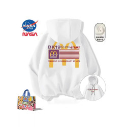 NASA聯名美式趣味麥噹勞字母純棉加絨連帽衛衣男秋冬外套上衣長袖