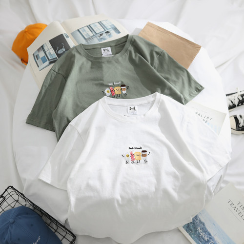 純棉港風復古ulzzang韓版t恤男短袖夏季bf風學生情侶上衣服潮男女