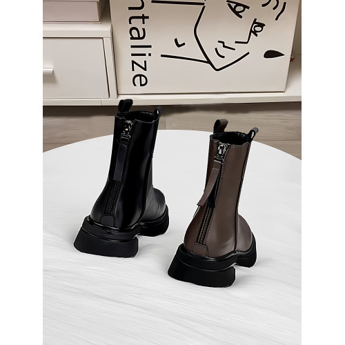 真皮厚底馬丁靴女2025秋冬新款英倫風ins潮切爾西大碼短靴女42碼