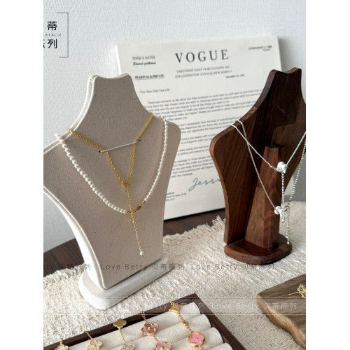 項鍊模特展示架棉麻面料人像模特脖子項鍊珠寶首飾櫥窗展示