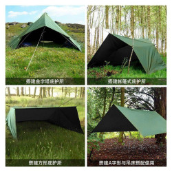 19多掛點黑膠塗銀天幕戶外BC露營多功能方形防雨防曬庇護所野外