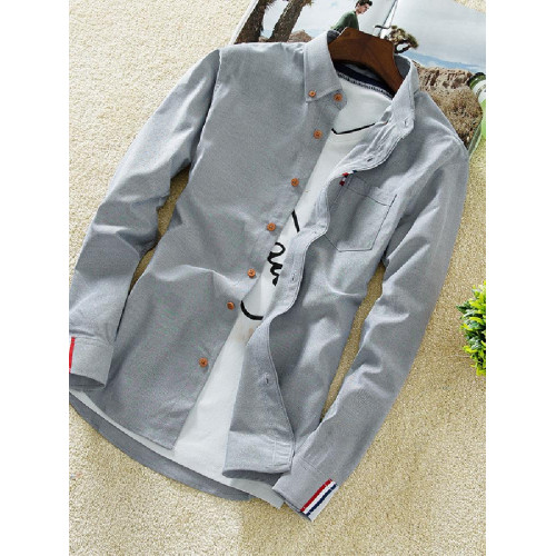 春季外套男士長袖格子襯衫白襯衣韓版潮流修身寸衫帥氣男裝上衣服