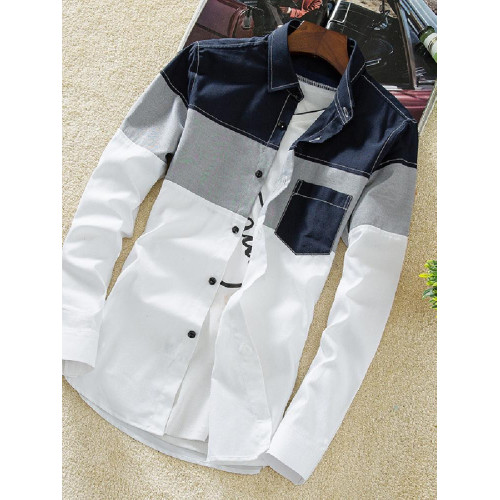 春季外套男士長袖格子襯衫白襯衣韓版潮流修身寸衫帥氣男裝上衣服