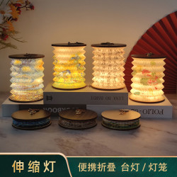 國潮節日戶外燈充電手提復古馬燈可攜式折曡燈帳篷露營氛圍LED燈籠