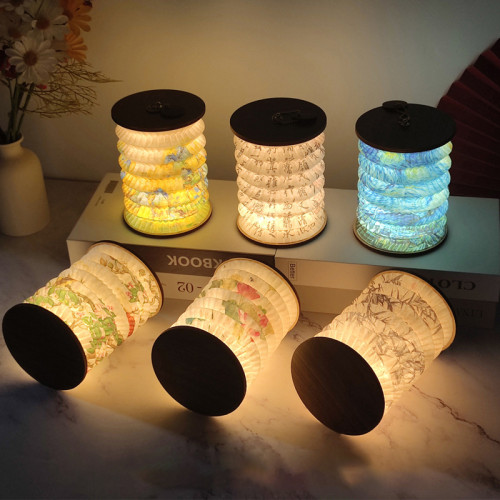 國潮節日戶外燈充電手提復古馬燈可攜式折曡燈帳篷露營氛圍LED燈籠