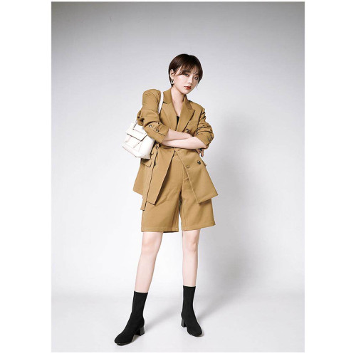 黑色襪靴飛織短靴女方頭中筒2025年秋冬新款高跟瘦瘦靴粗跟彈力靴