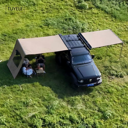 汽車戶外鋁合金外殼車邊帳防雨防曬遊帳篷遮陽棚露營天幕加厚