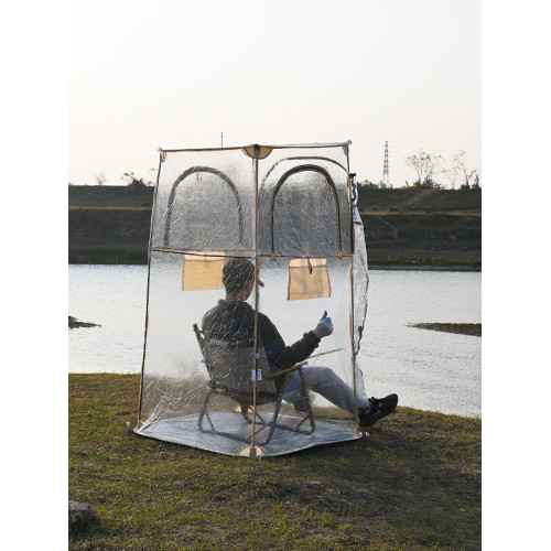 冬季戶外釣魚帳篷防風雨保暖防寒可攜式透明全景曬太陽PVC四面帳
