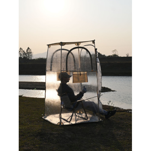 冬季戶外釣魚帳篷防風雨保暖防寒可攜式透明全景曬太陽PVC四面帳